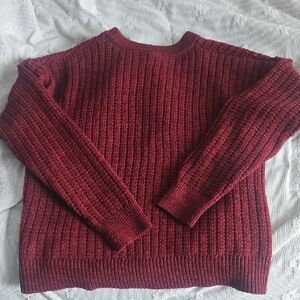 Time and Tru Women's Ribbed Maroon Sweater